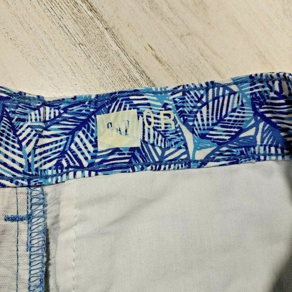 GAP Chino Shorts Women's Size 0 Blue Palm Leaf Print 3" Inseam - Picture 3 of 4